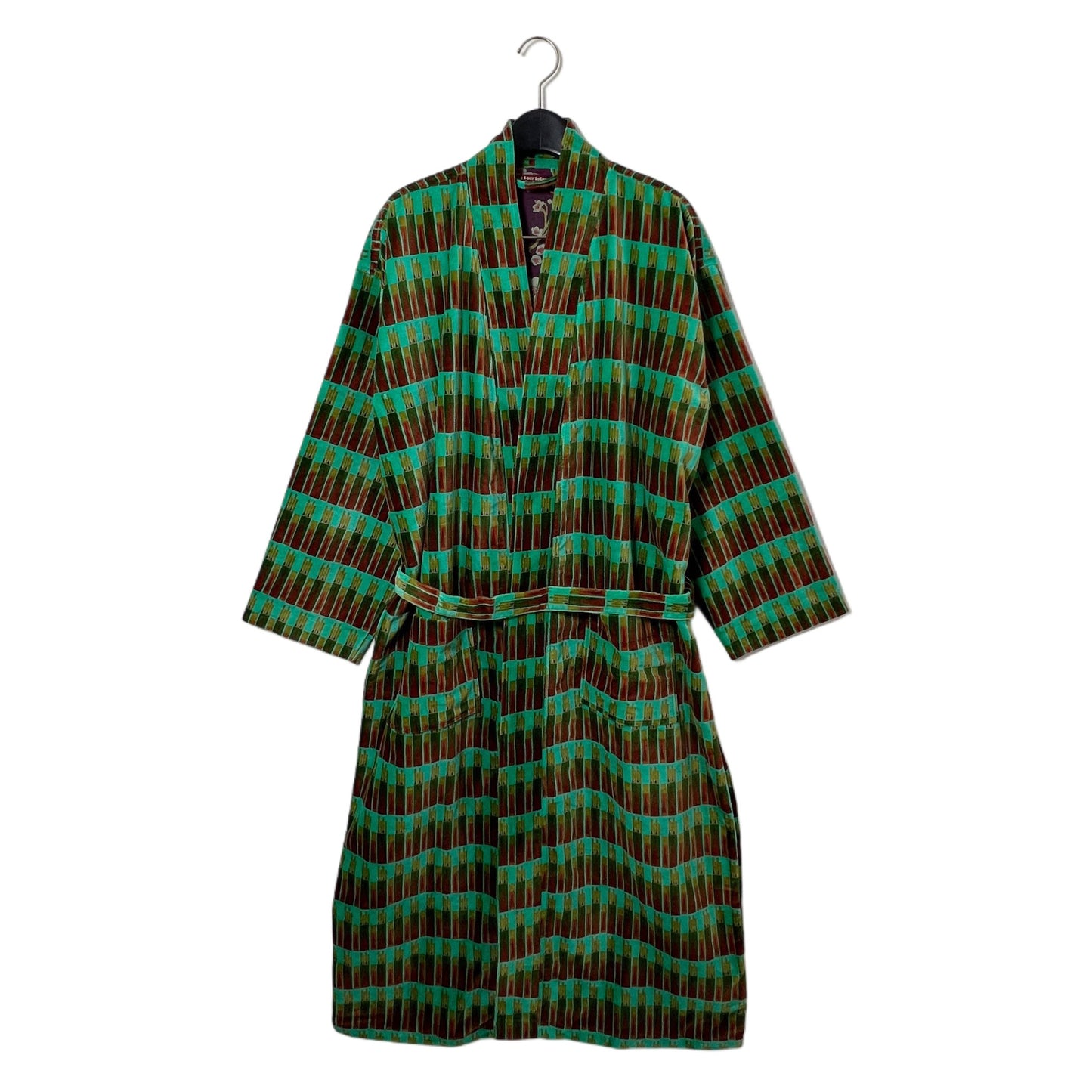 【Les Touristes】ベルベットガウン velvet dressing gown-green