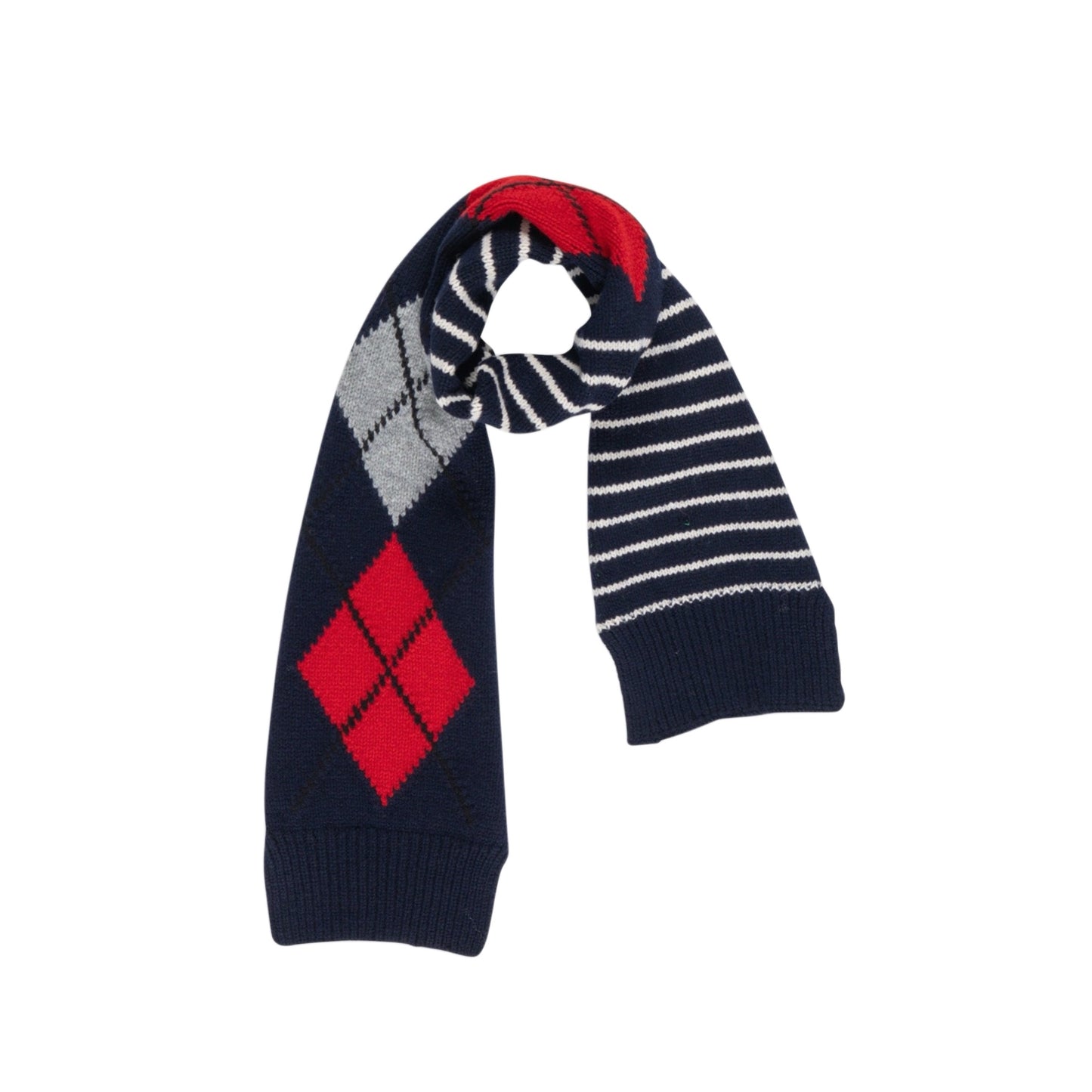 【LA FETICHE】Argyle Striped Scarf / navy,red