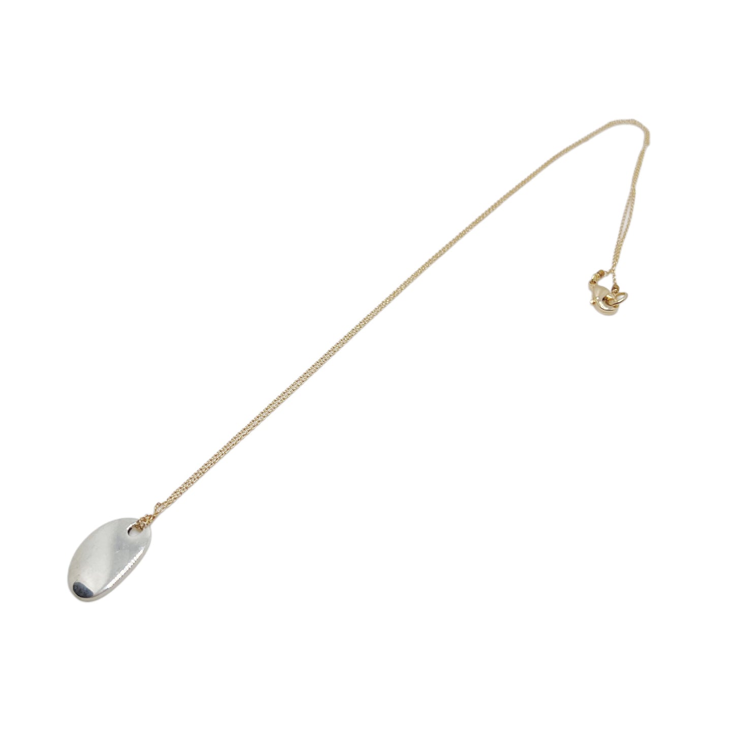 【Helena Rohner】flat organic shaped silver pendant on gold plated brass chain
