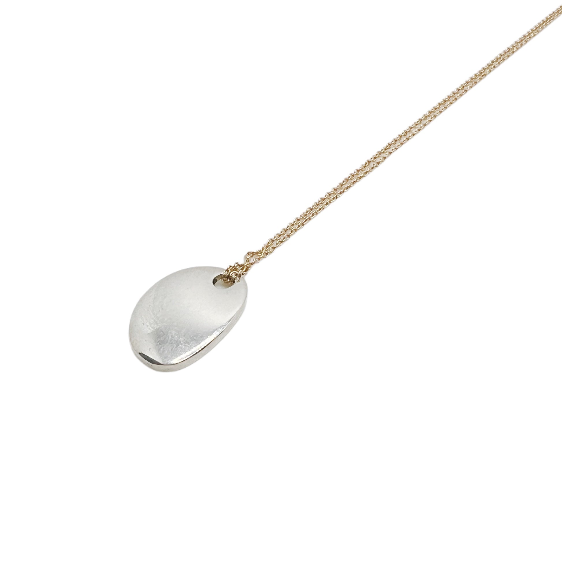 【Helena Rohner】flat organic shaped silver pendant on gold plated brass chain
