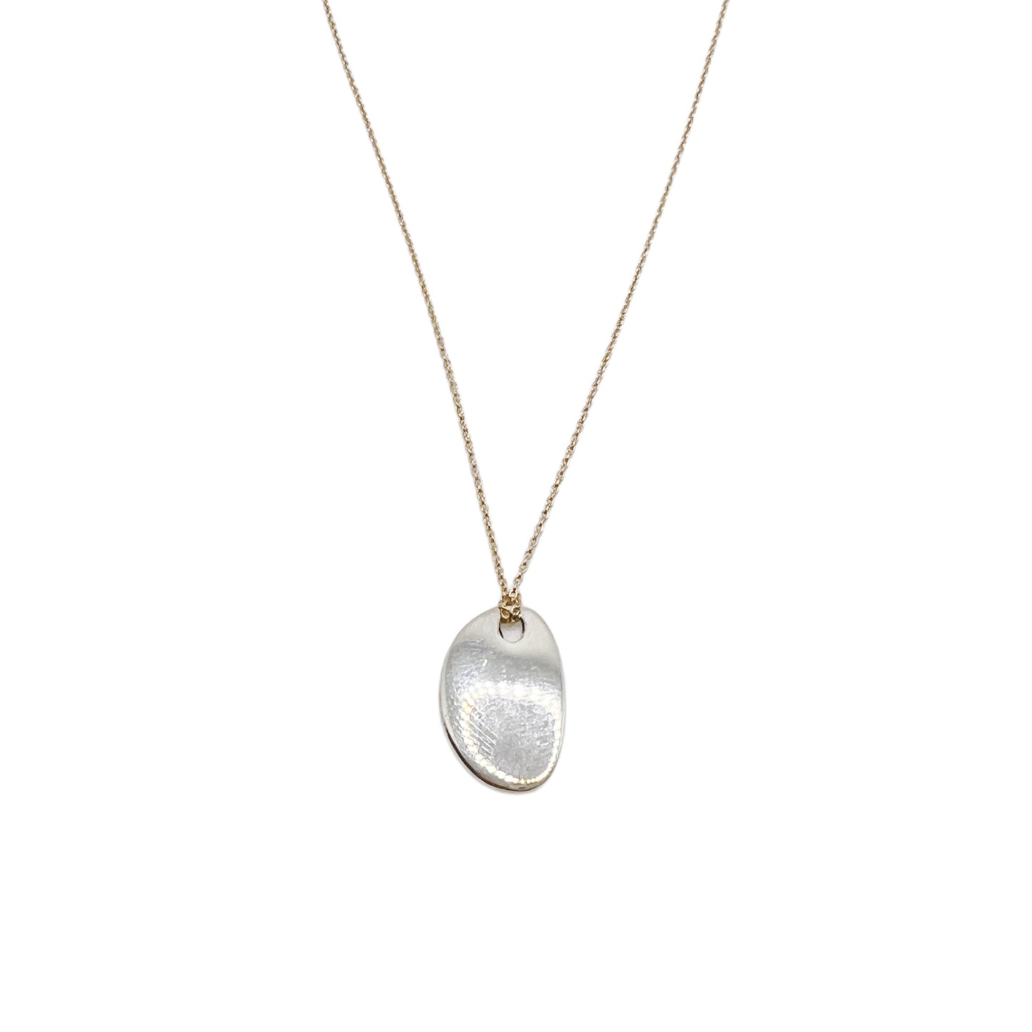 【Helena Rohner】flat organic shaped silver pendant on gold plated brass chain