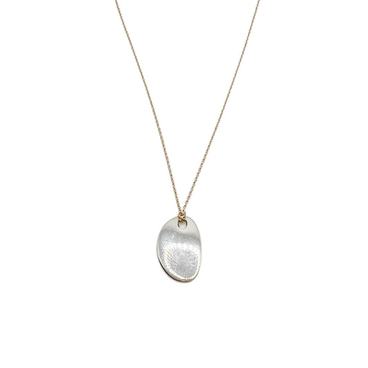 【Helena Rohner】flat organic shaped silver pendant on gold plated brass chain