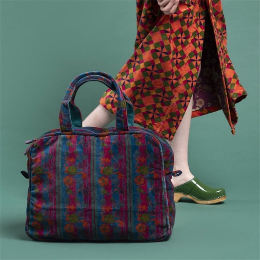 【Les Touristes】ウィークエンドバッグ velvet week end bag-green/fuchsia