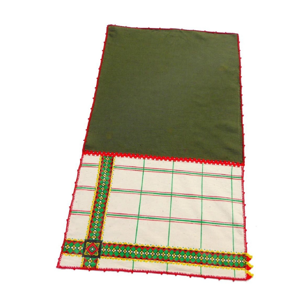 【Leo Atlante】Kitchen Towel_vintage+plain_dollar green