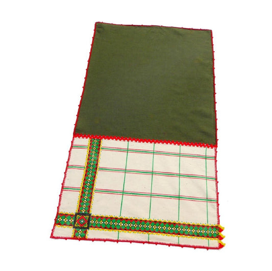 【Leo Atlante】Kitchen Towel_vintage+plain_dollar green