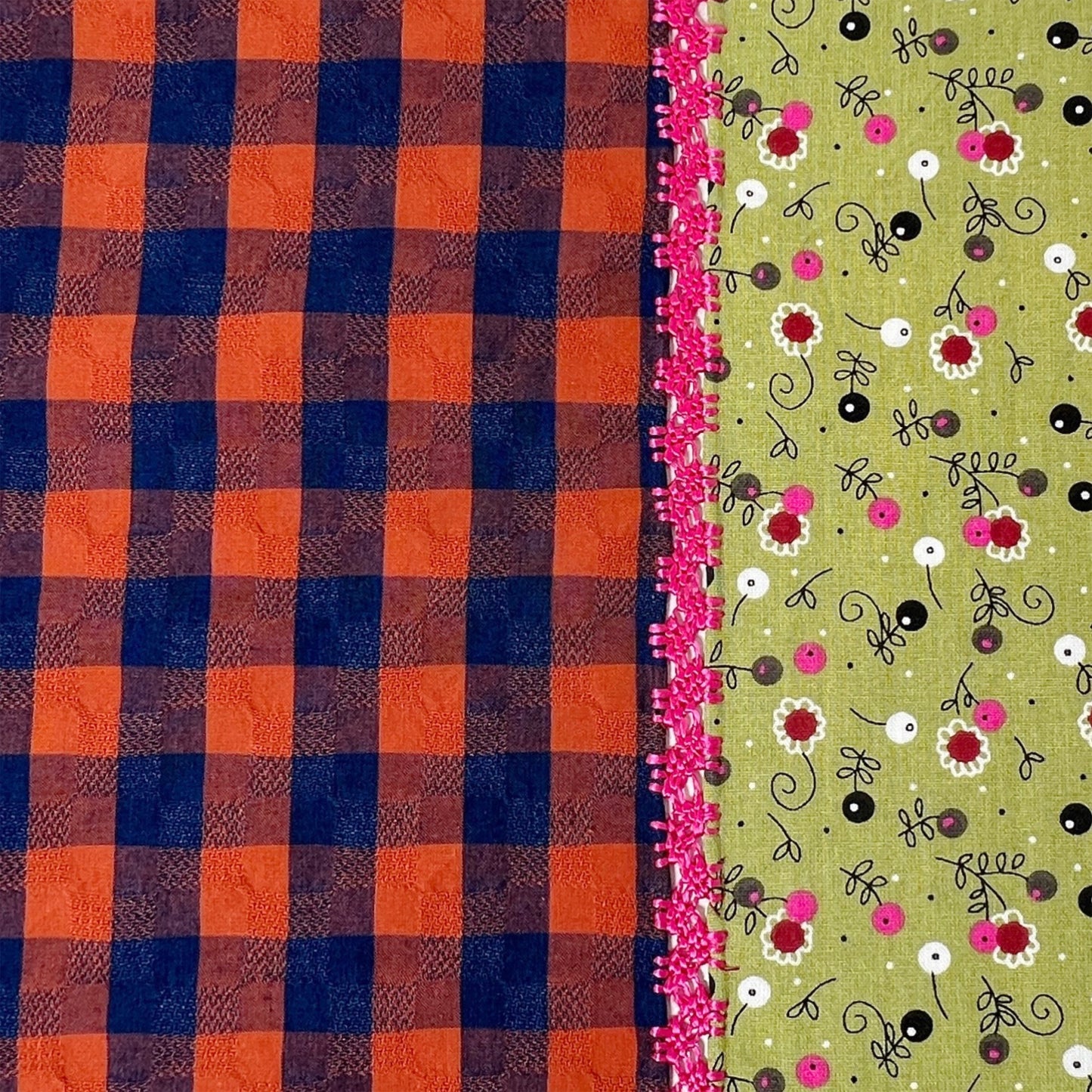 【Leo Atlante】刺繍パッチワークランチョンマット_checks green