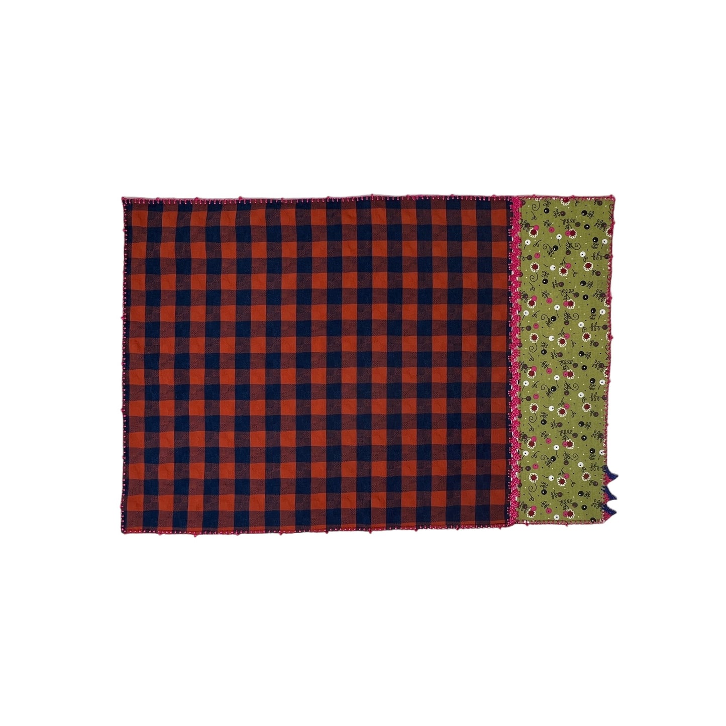 【Leo Atlante】刺繍パッチワークランチョンマット_checks green