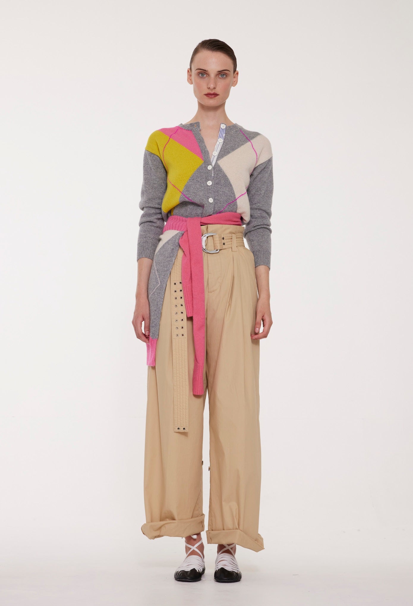 【LA FETICHE】crew neck argyle cardigan