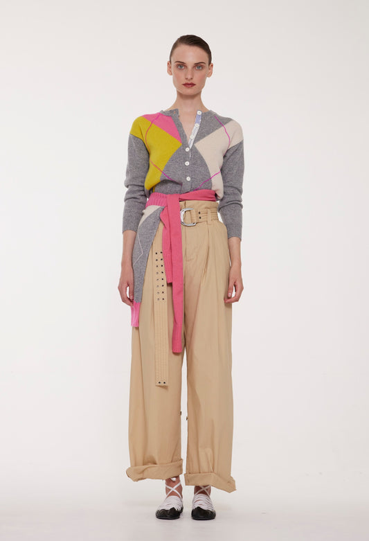 【LA FETICHE】crew neck argyle cardigan