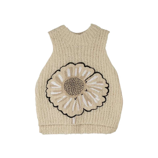 【mii】hand knitted hand embroidered jumper_offwhite