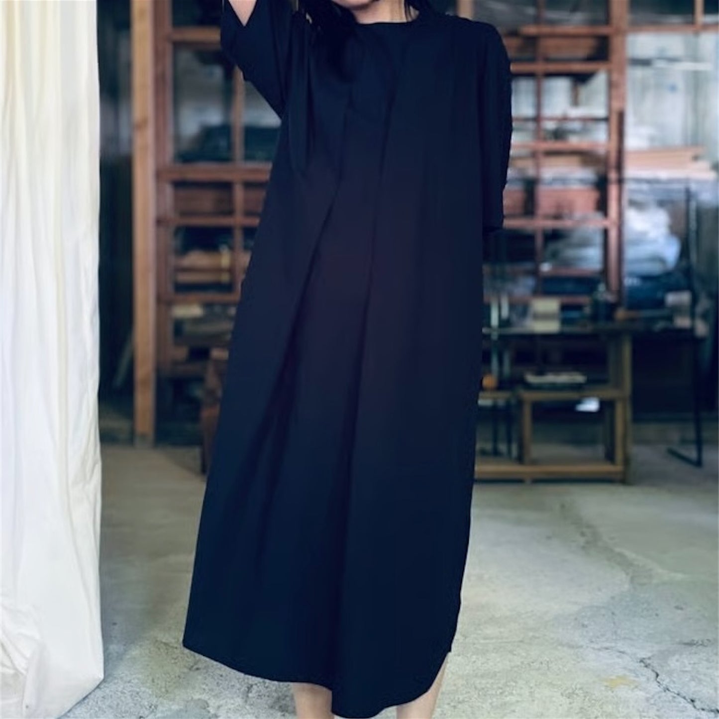 【ohta】black navy dress op-33B