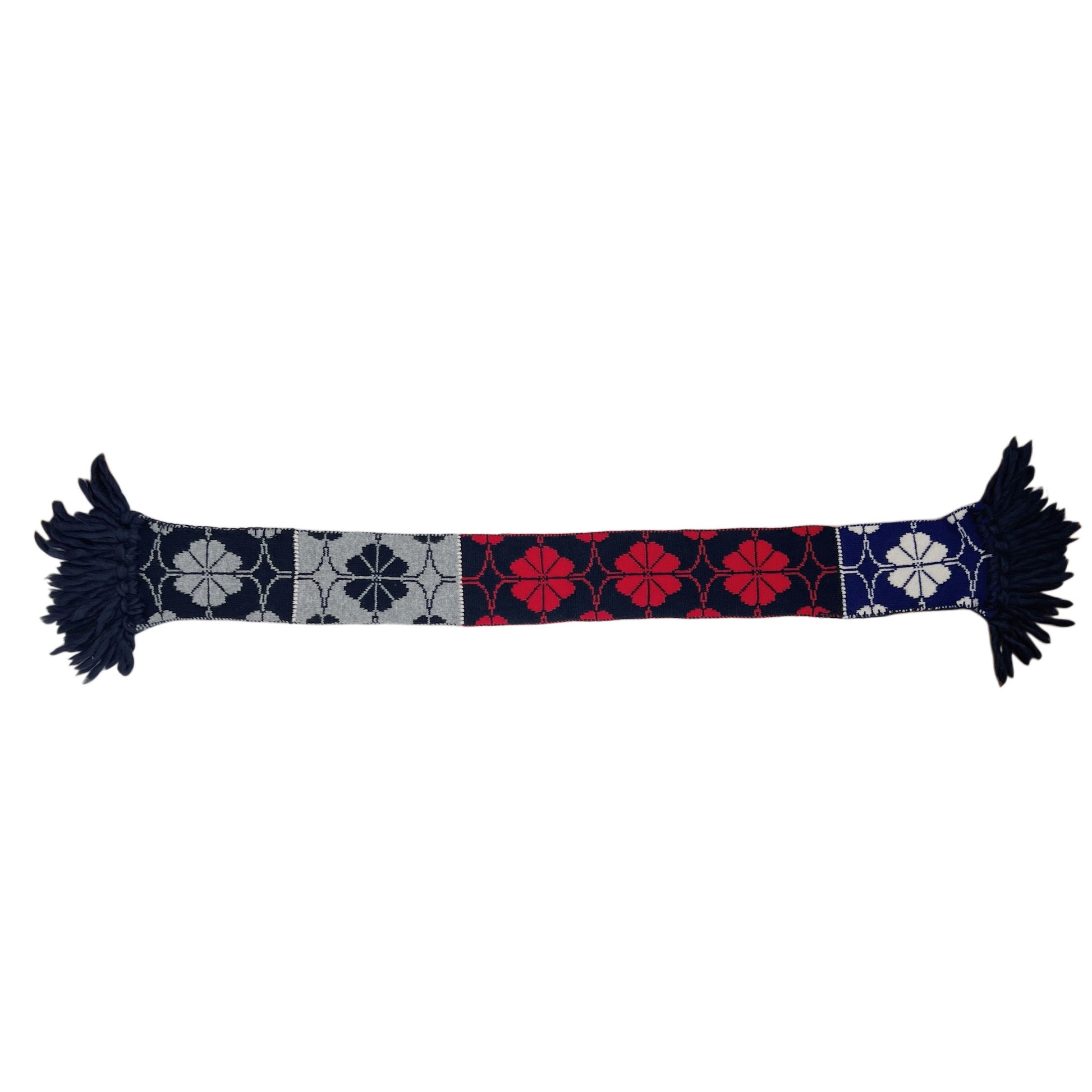【LA FETICHE】Floral Jacquard Knitted Scarf / red,navy