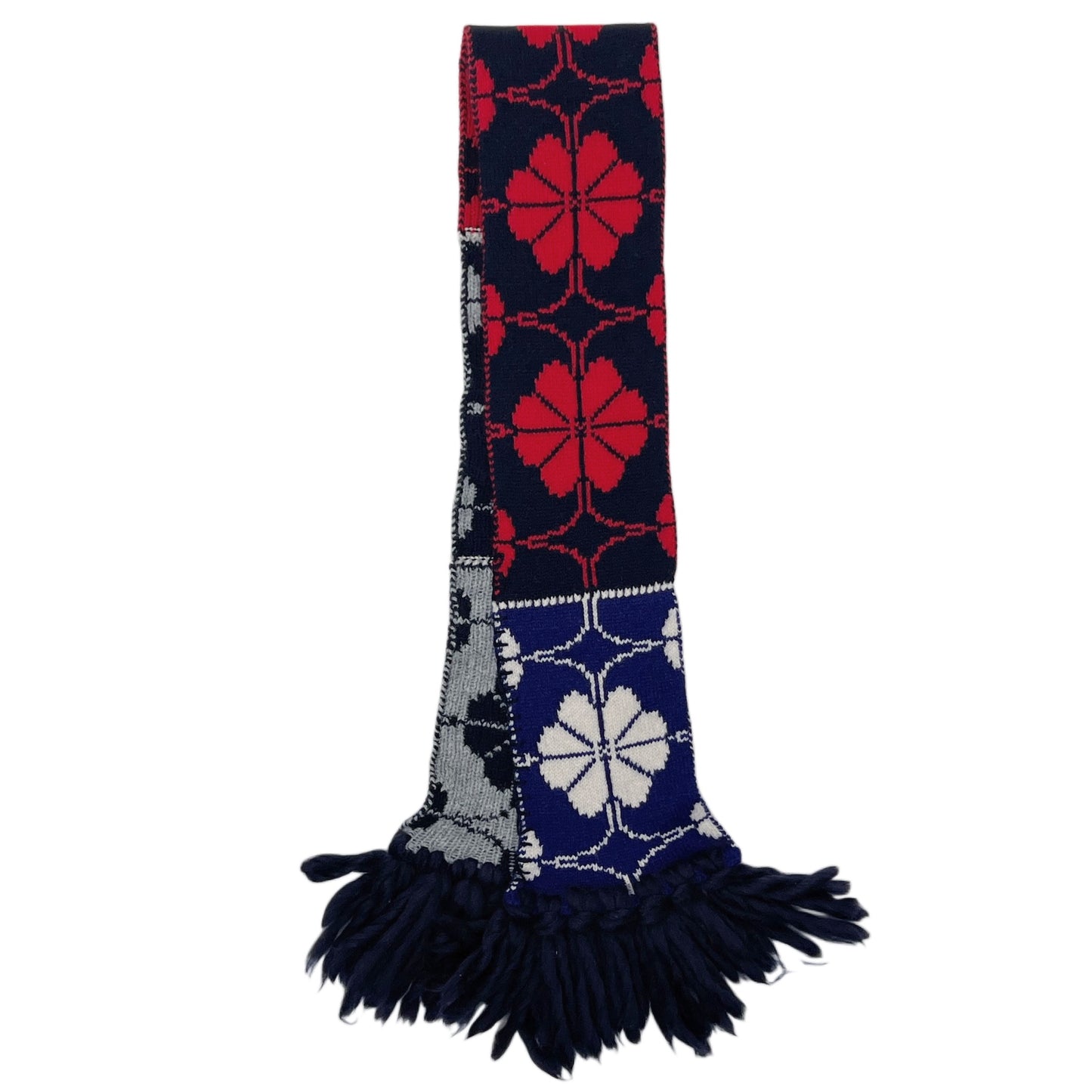 【LA FETICHE】Floral Jacquard Knitted Scarf / red,navy