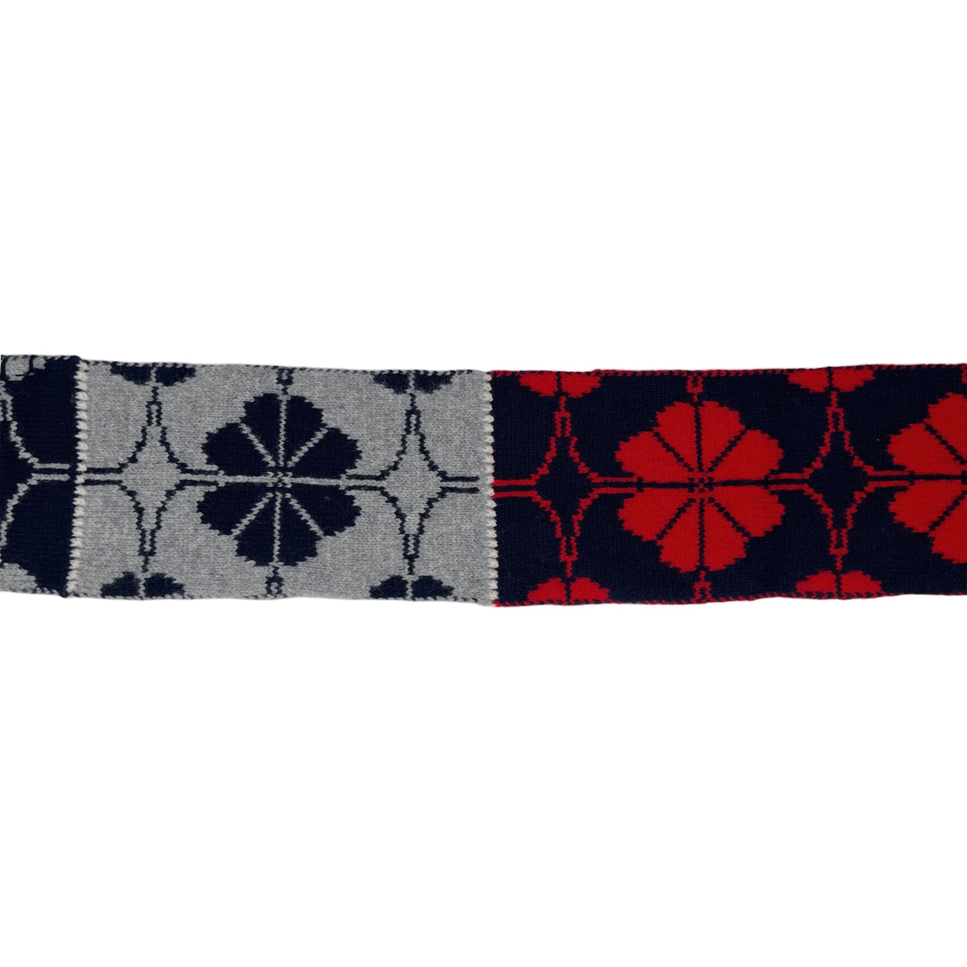 【LA FETICHE】Floral Jacquard Knitted Scarf / red,navy