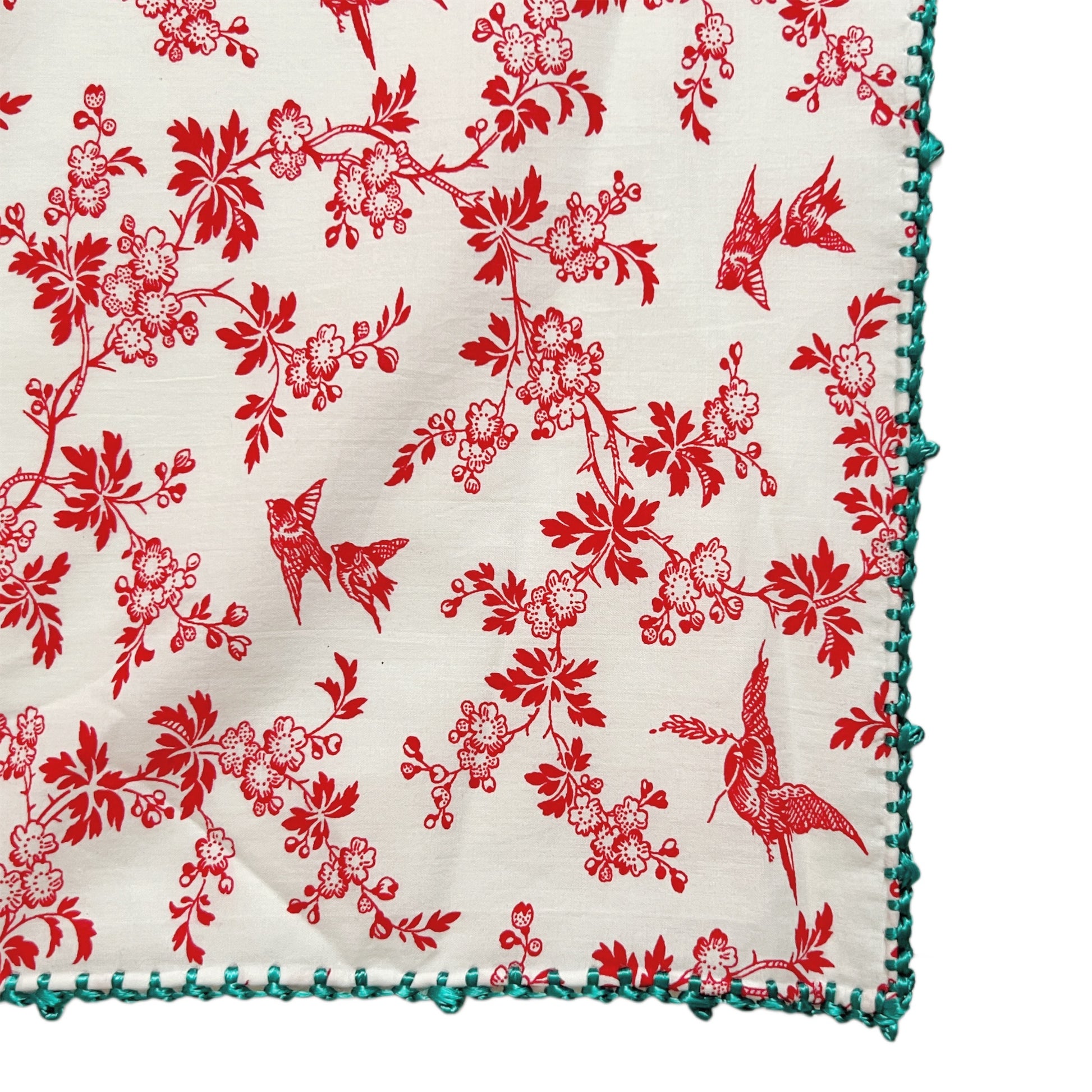【Leo Atlante】Tablecloth_birds+gingham_red