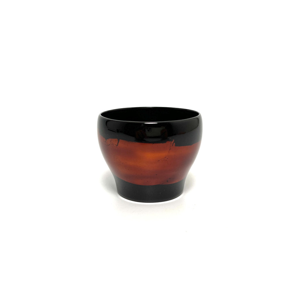 【塗師屋いち松】ぐい呑み_波涛帯_黒