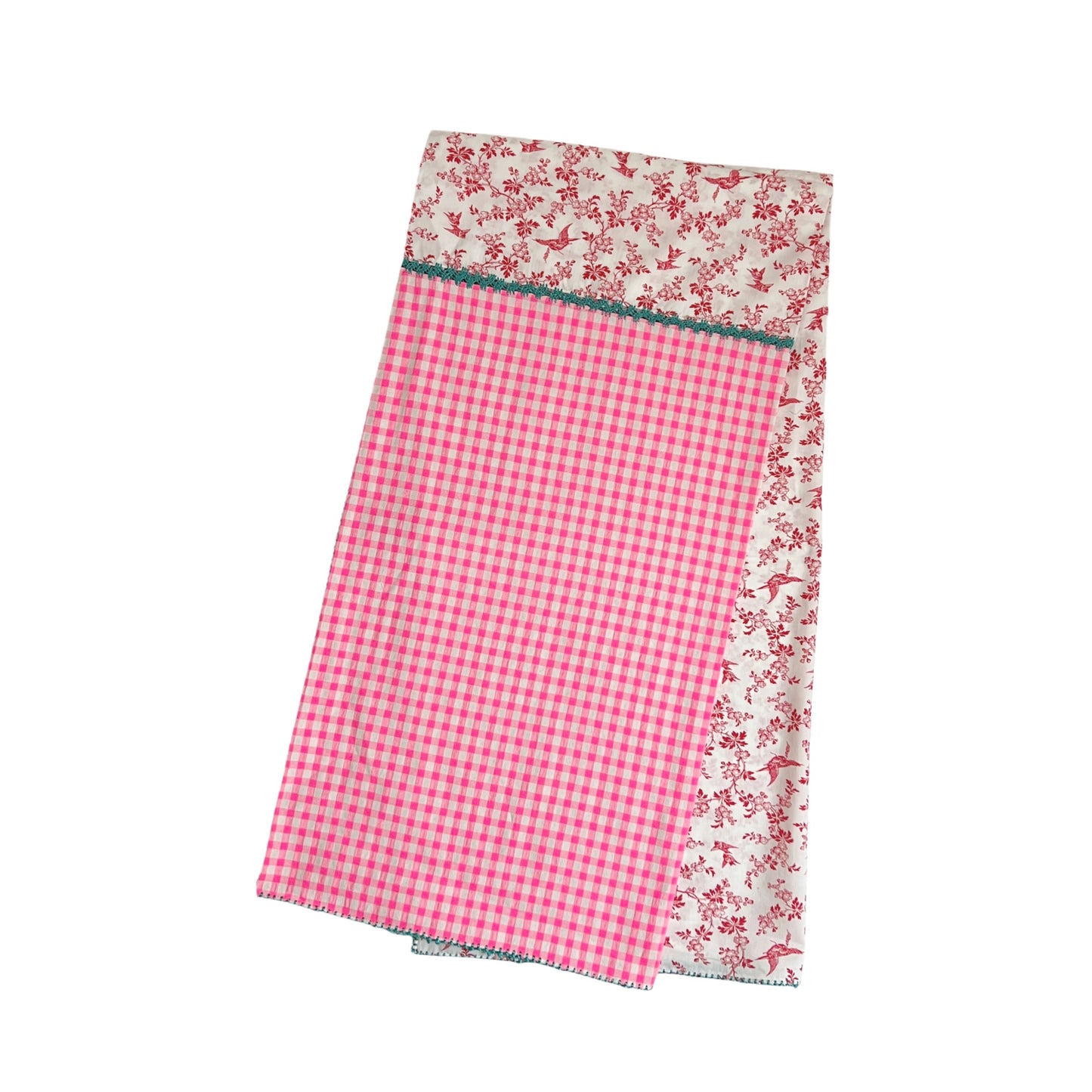 【Leo Atlante】Tablecloth_birds+gingham_red