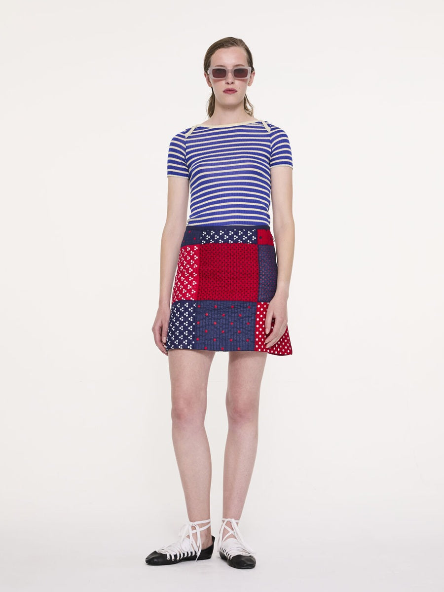 【LA FETICHE】quilted patchwork mini skirt