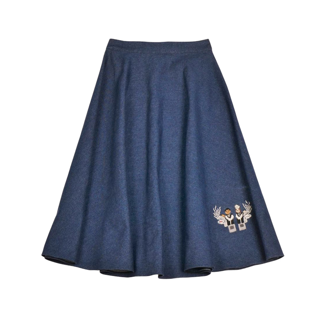 【Mii Collection】Hand Embroidered Denim Lomg Skirt #106