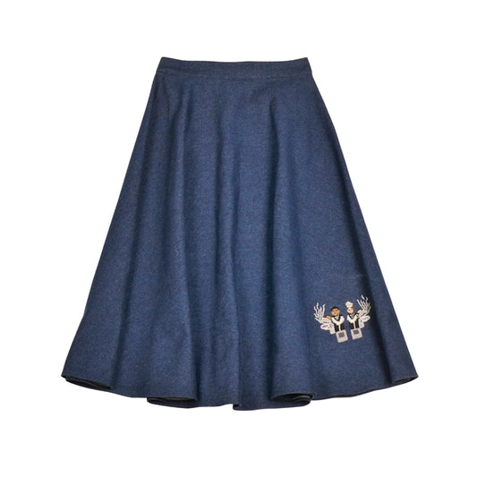 【Mii Collection】Hand Embroidered Denim Lomg Skirt #106