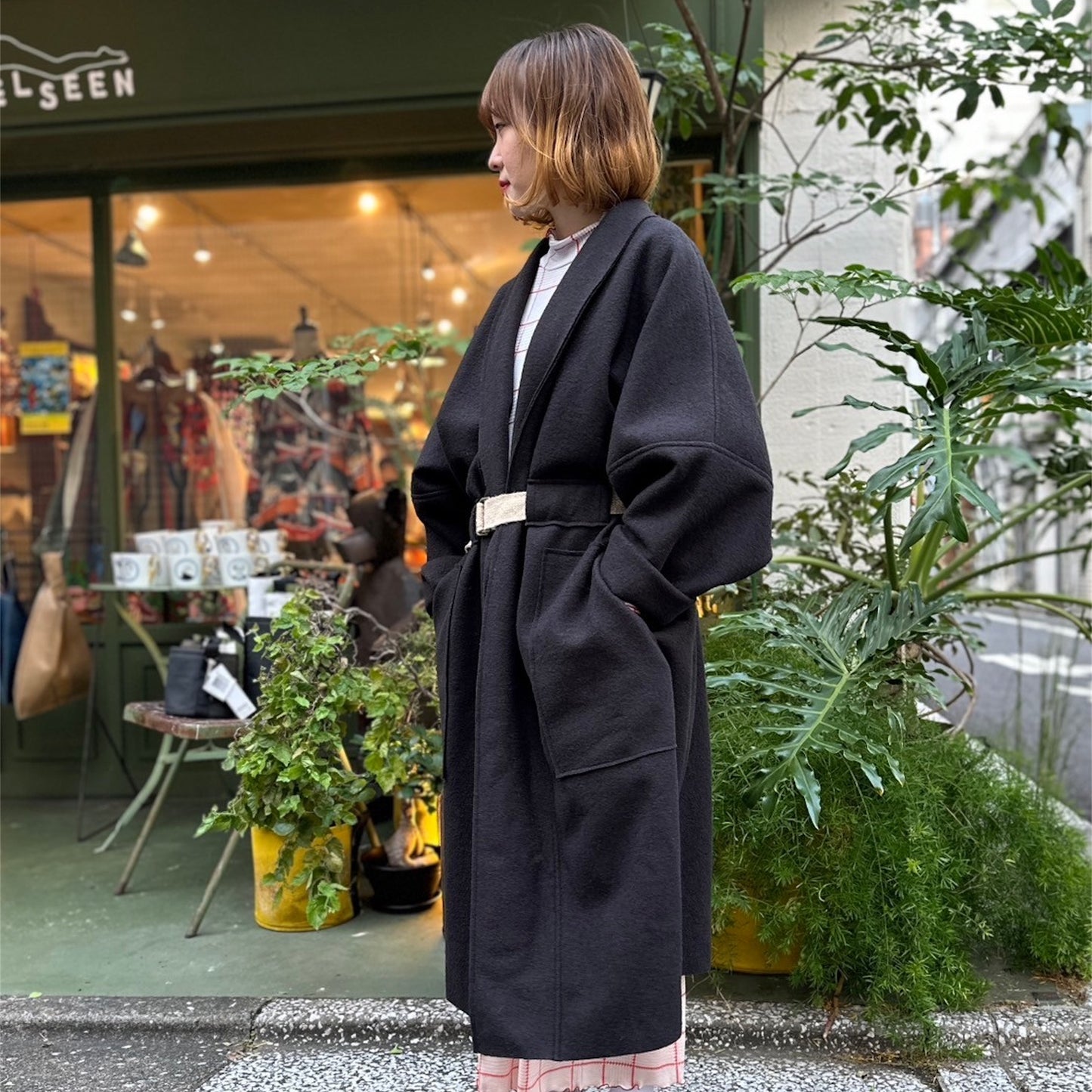 【ohta】dark brown long coat jk-74D