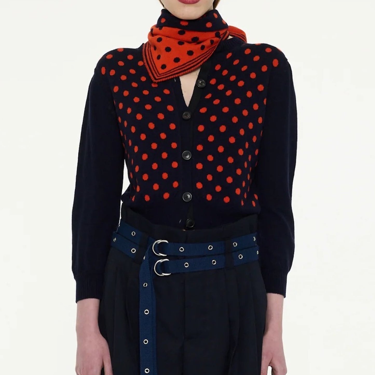 【LA FETICHE】Reversible Polka Dot Foulard / navy,red