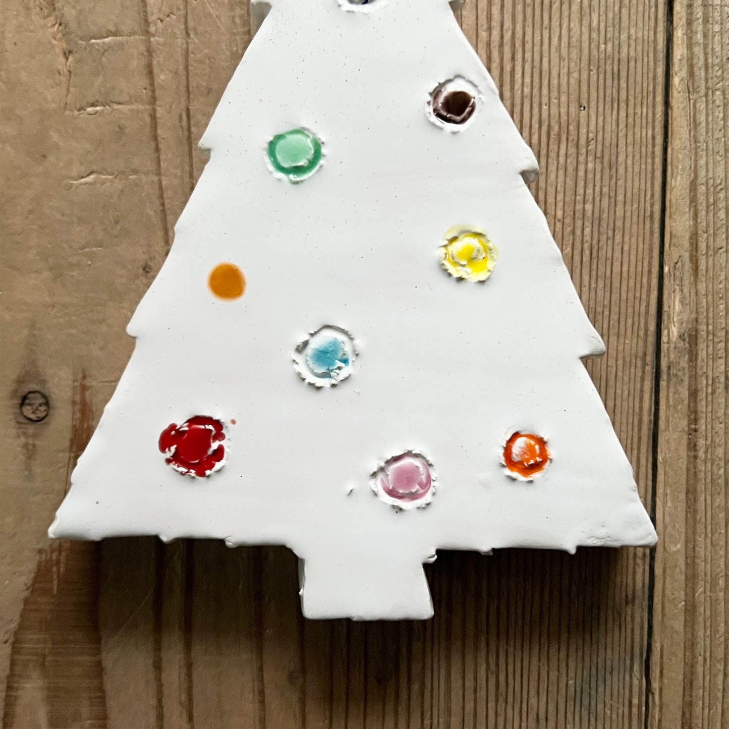 【MV% ceramics design】CHRISTMAS TREEES WHITE with dots