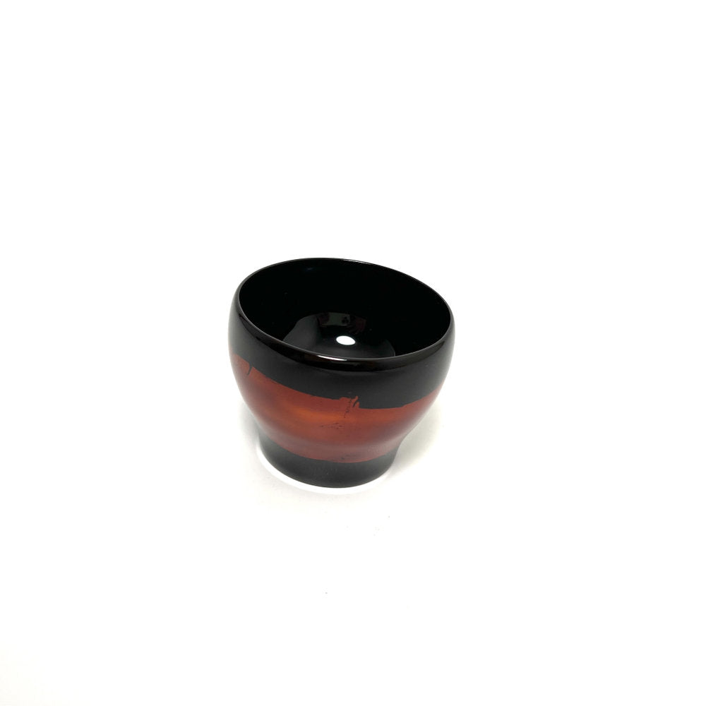 【塗師屋いち松】ぐい呑み_波涛帯_黒