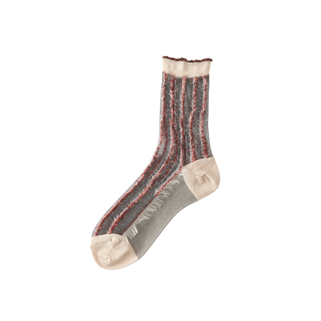 【TRICOTE】STRIPE LINED SHEER SOCKS