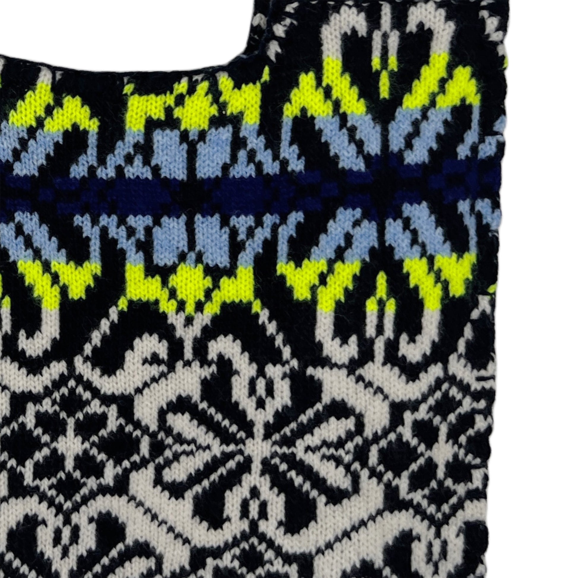 【LA FETICHE】Graphic Floral 'Fairisle' Knitted Bag / black,white,neon