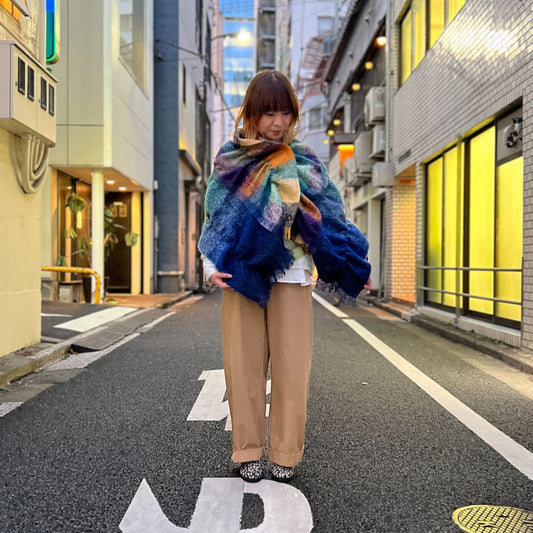 【Sayoko.M】ストール cape shirring Q18 navy