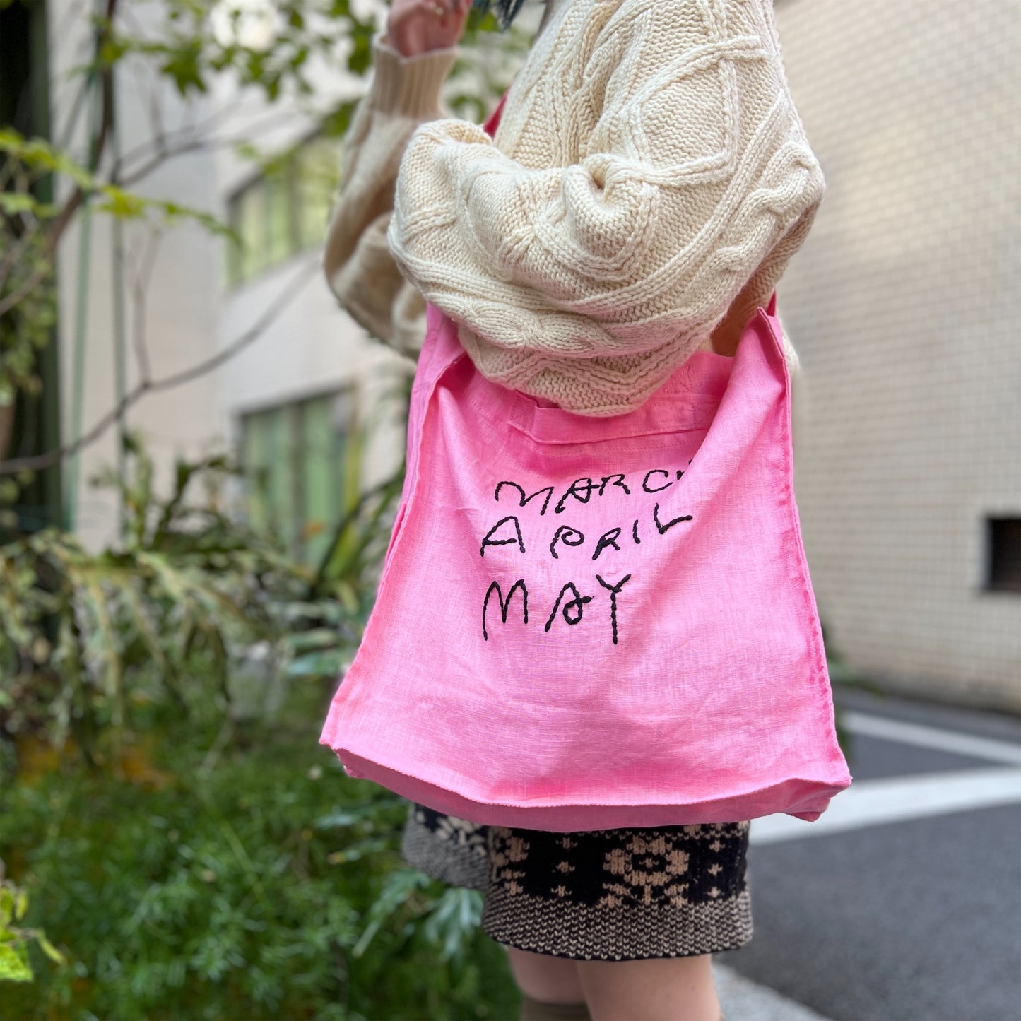 【LOVE by MarchAprilMay】リネンショルダーバッグ 13L hot pink