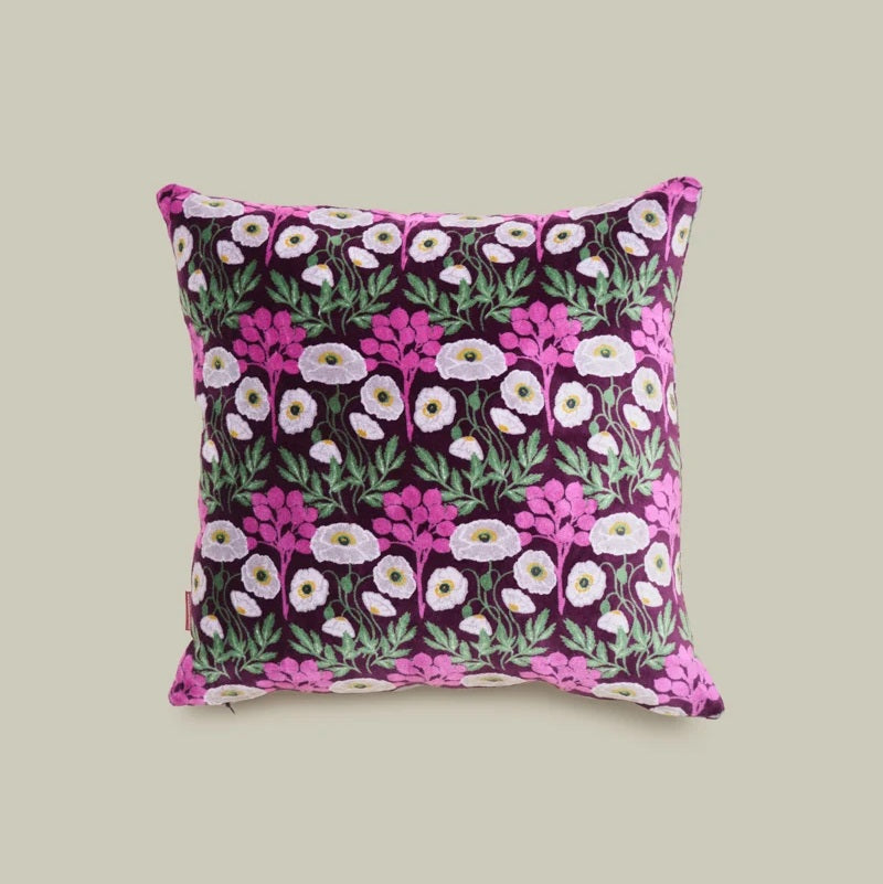 【Les Touristes】Velvet cushion cover sq._poppy-fig