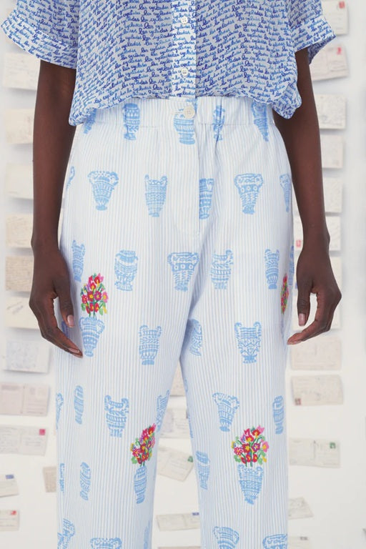 【Mii Collection】screen printed hand embroidered pant/41