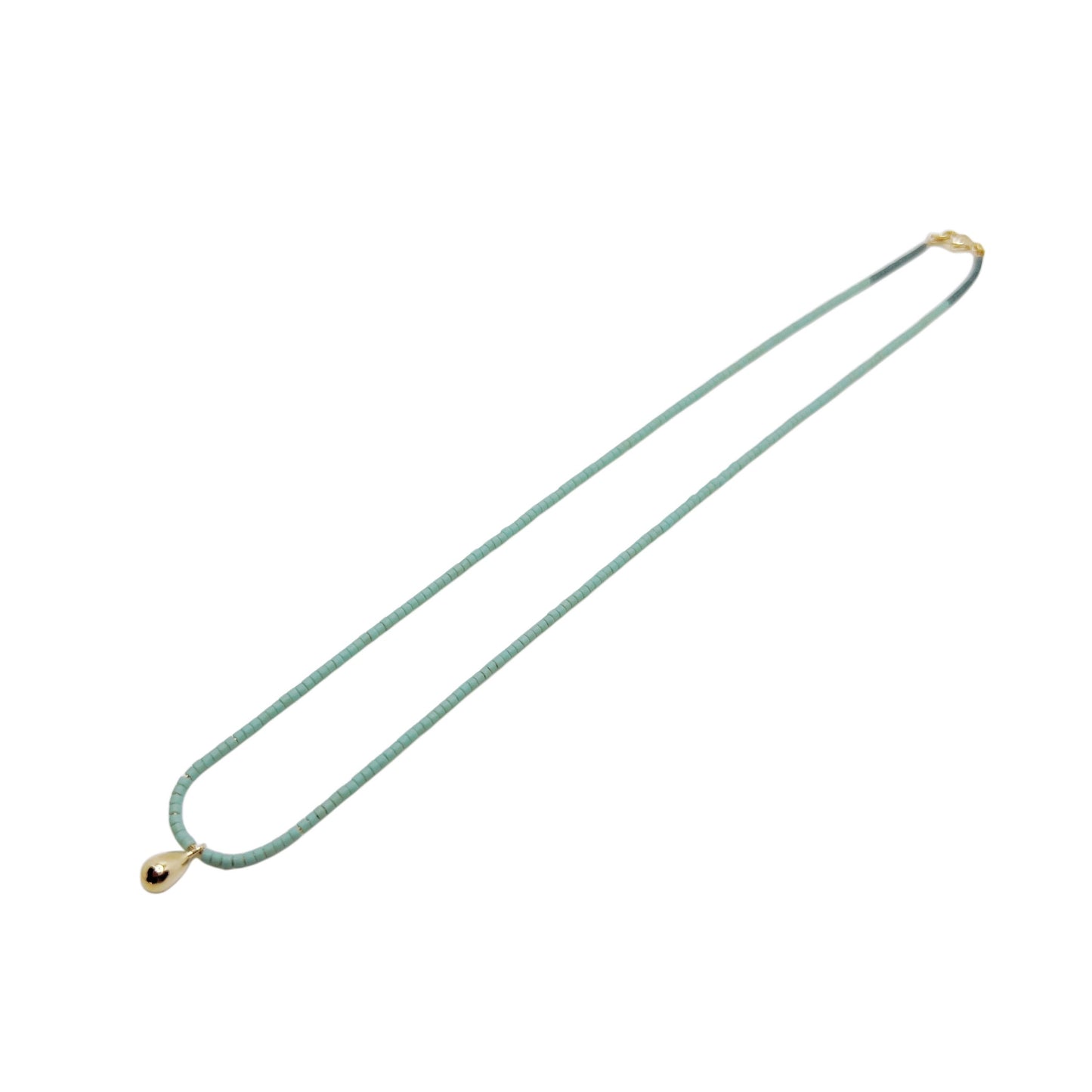 【helena rohner】miyuki beads necklace with tiny gold plated brass drop_mint