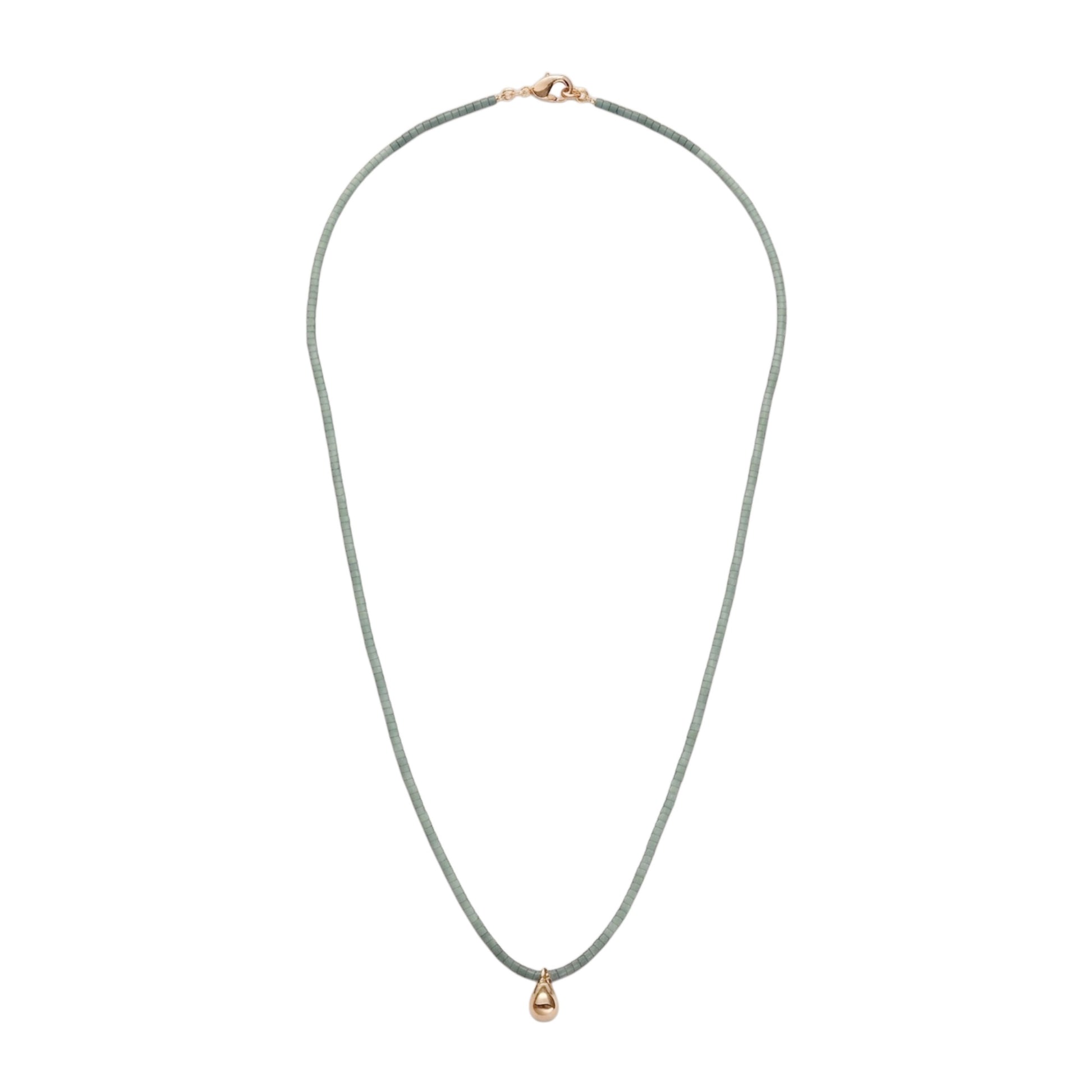 【helena rohner】miyuki beads necklace with tiny gold plated brass drop_mint