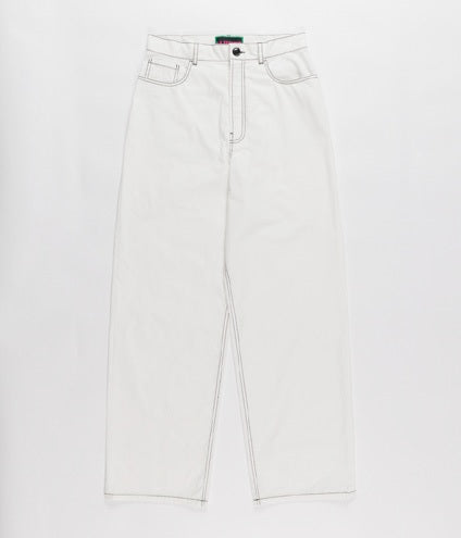 【LA FETICHE】white contrast stitch boyfriend jean