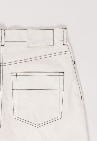 【LA FETICHE】white contrast stitch boyfriend jean