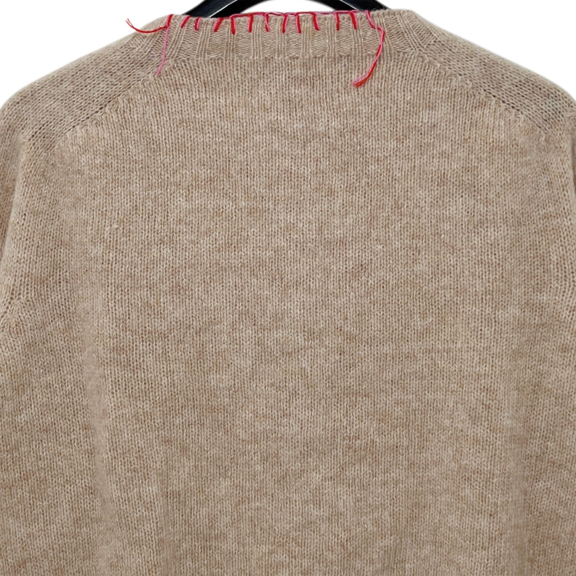 【LA FETICHE】Embellished Crew Neck Shetland Cardigan / oatmeal