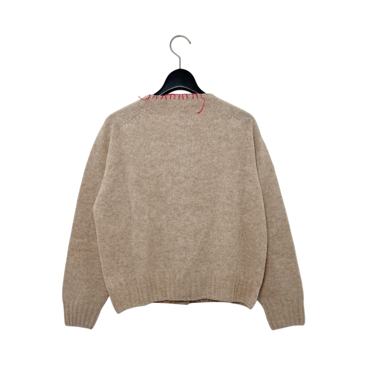 【LA FETICHE】Embellished Crew Neck Shetland Cardigan / oatmeal