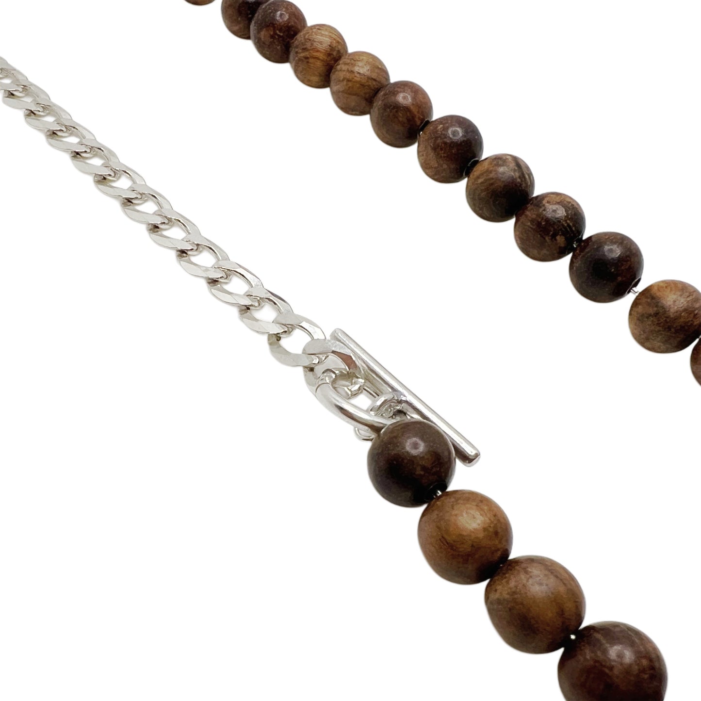 【Helena Rohner】wooden beads necklace with flat silver chain