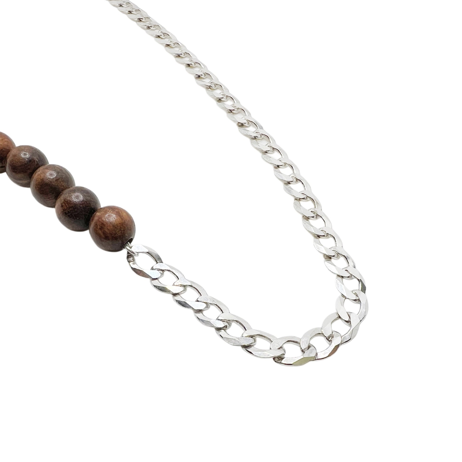 【Helena Rohner】wooden beads necklace with flat silver chain