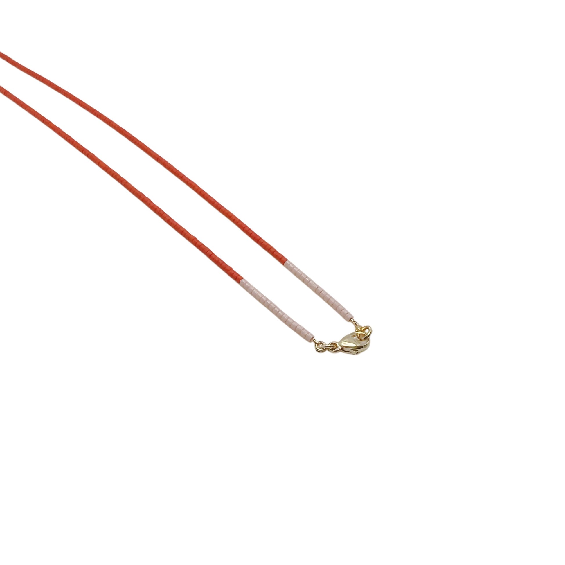 【helena rohner】miyuki beads necklace with tiny gold plated brass drop_paprika