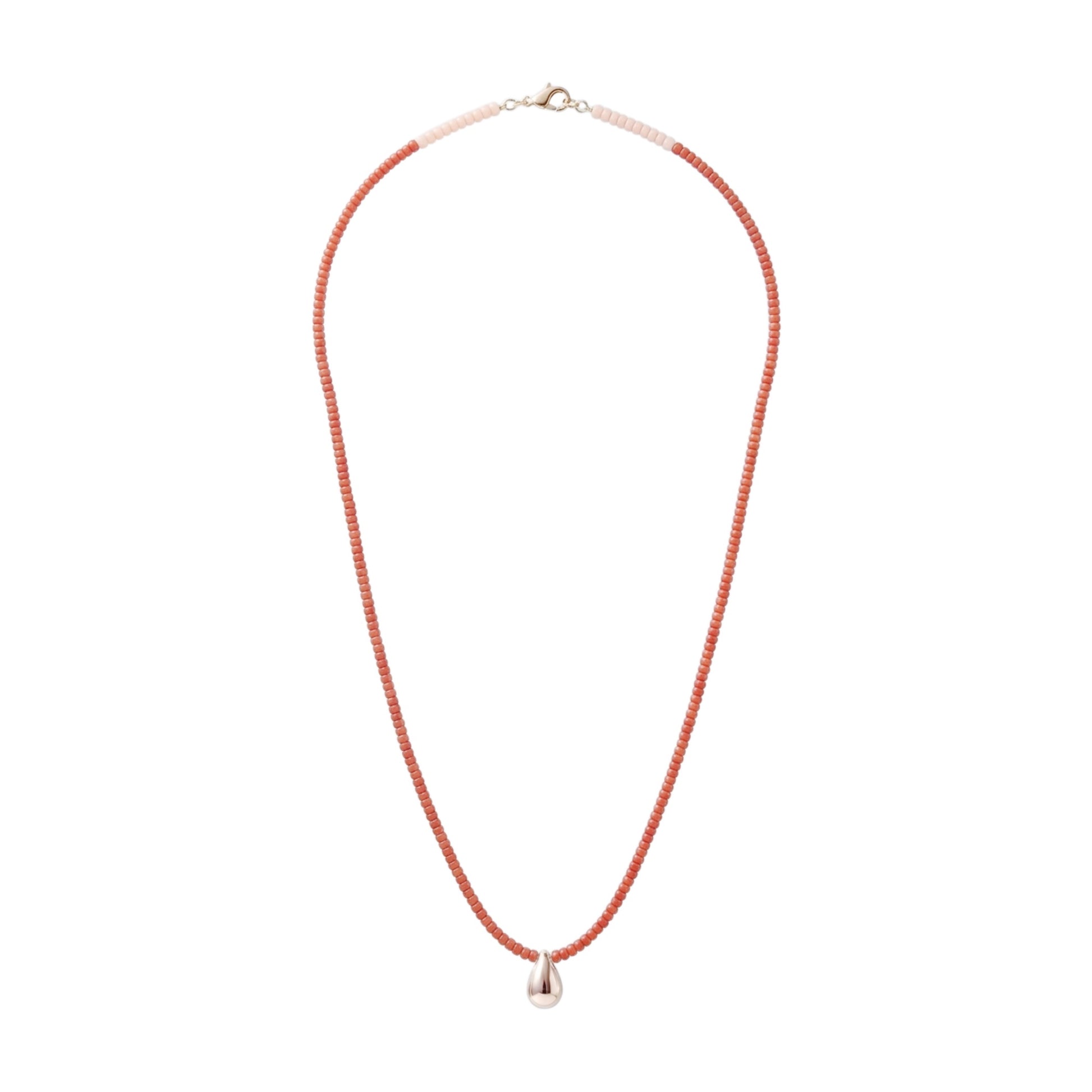 【helena rohner】miyuki beads necklace with tiny gold plated brass drop_paprika