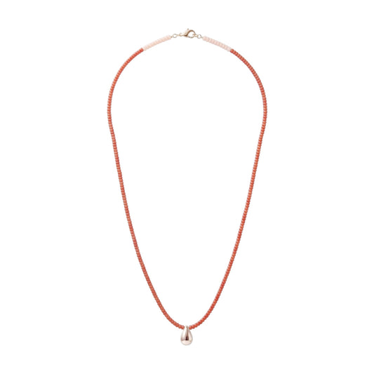 【helena rohner】miyuki beads necklace with tiny gold plated brass drop_paprika