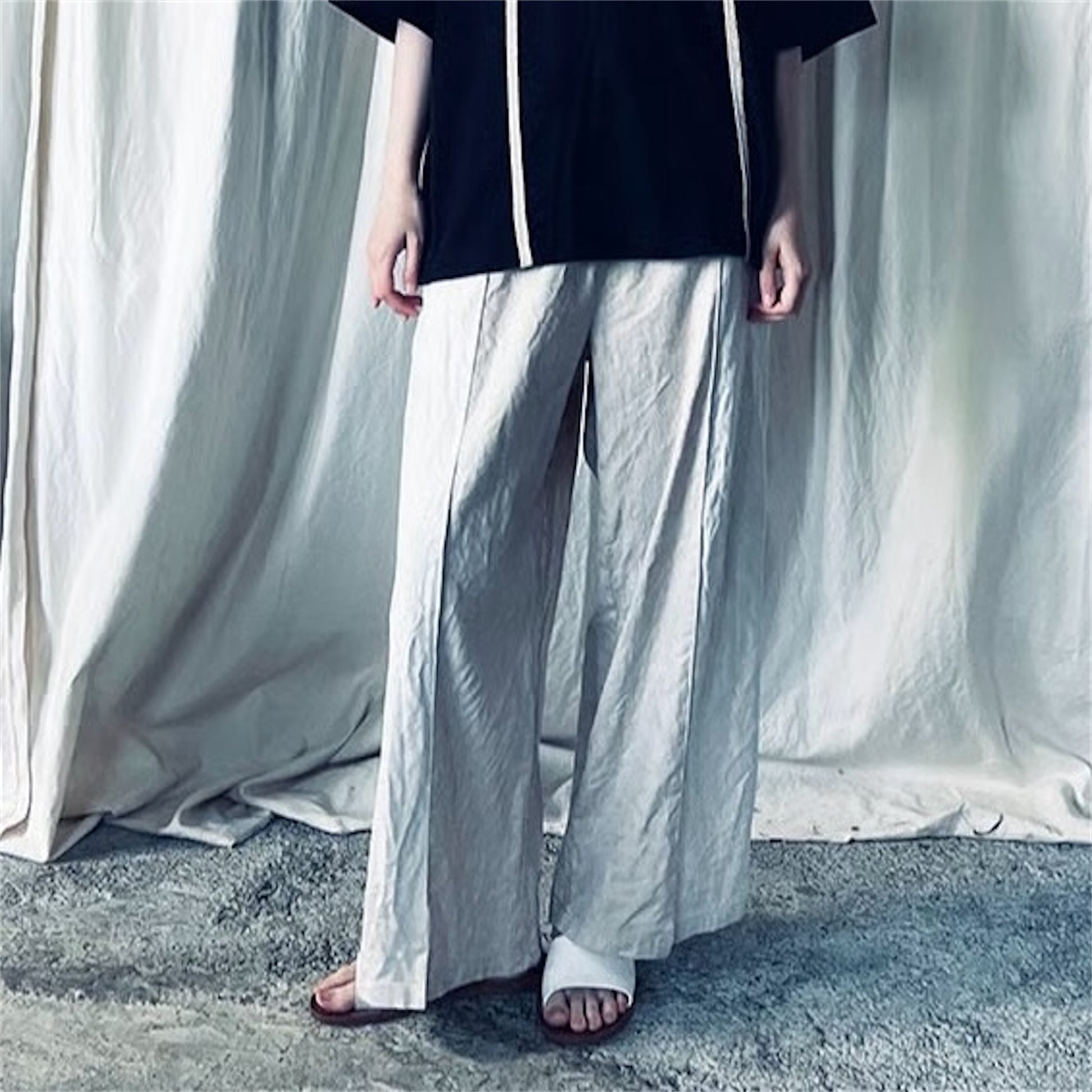 【ohta】beige wide pants pt-56B