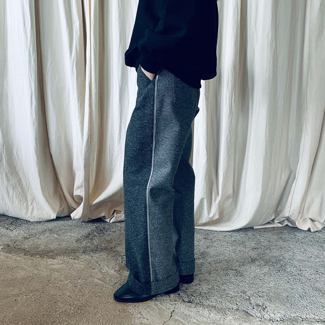 【ohta】black 2tone pants pt-58B