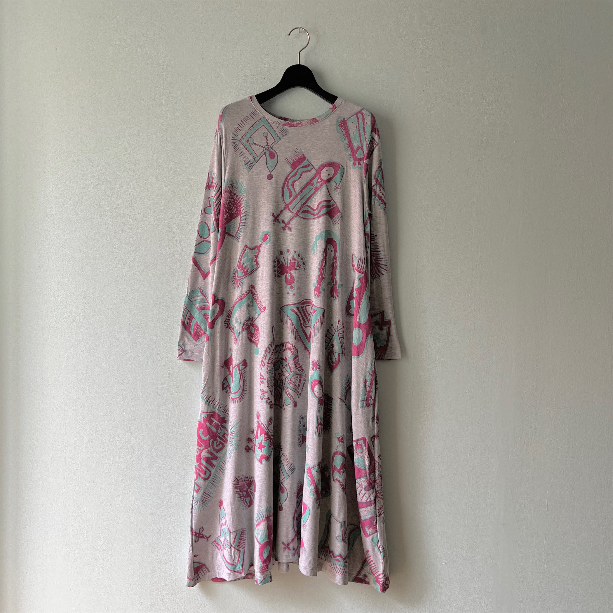 Juana de Arco 植物動物プリント 七分袖ワンピース Juana de Arco 植物