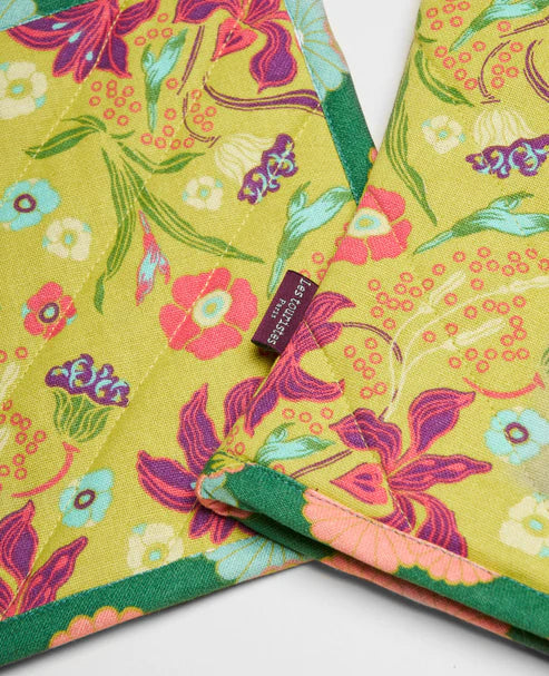 【Les Touristes】GLOVE + POT HOLDER_iris gold / mellow green