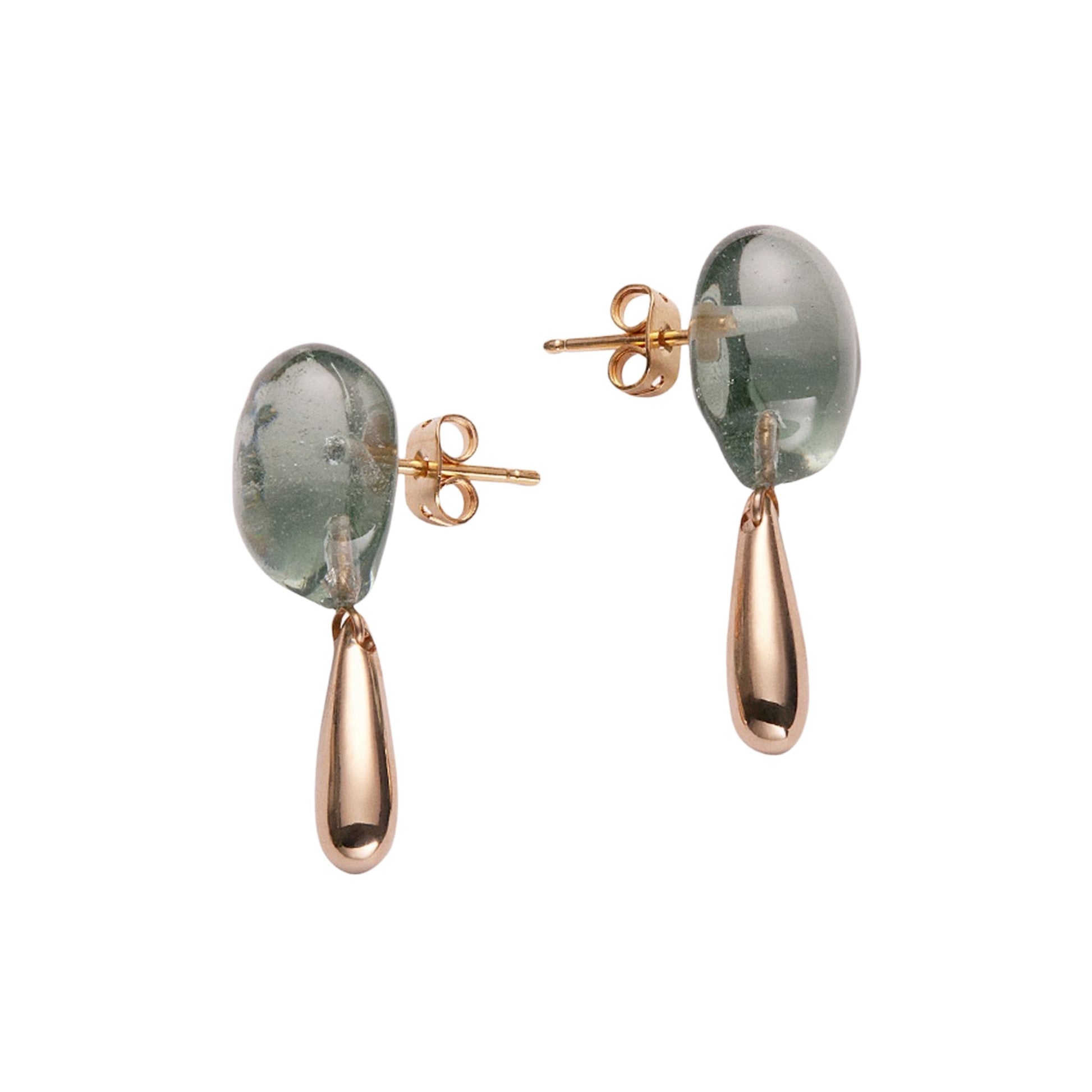 【helena rohner】glass earrings with gold plated brass drops